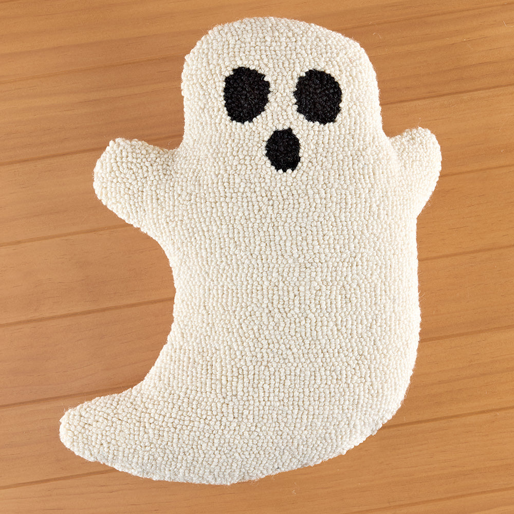 Peking Handicraft 14" x 16" Hooked Pillow, Halloween Ghost