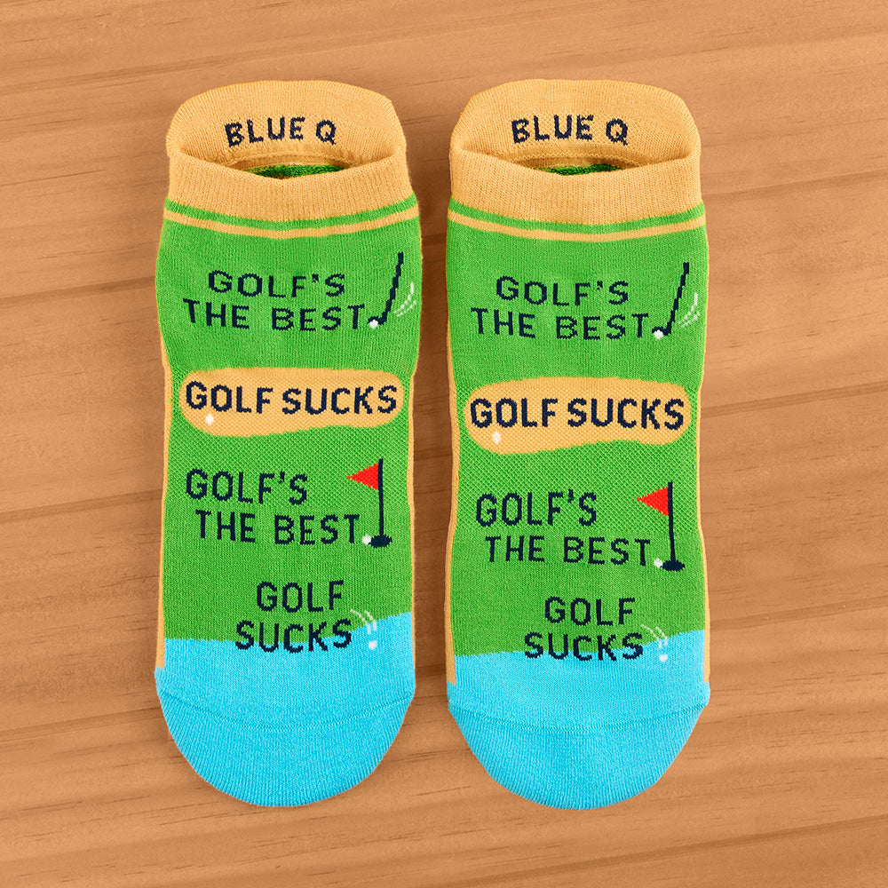 Blue Q Ankle Socks, "Golf Sucks"