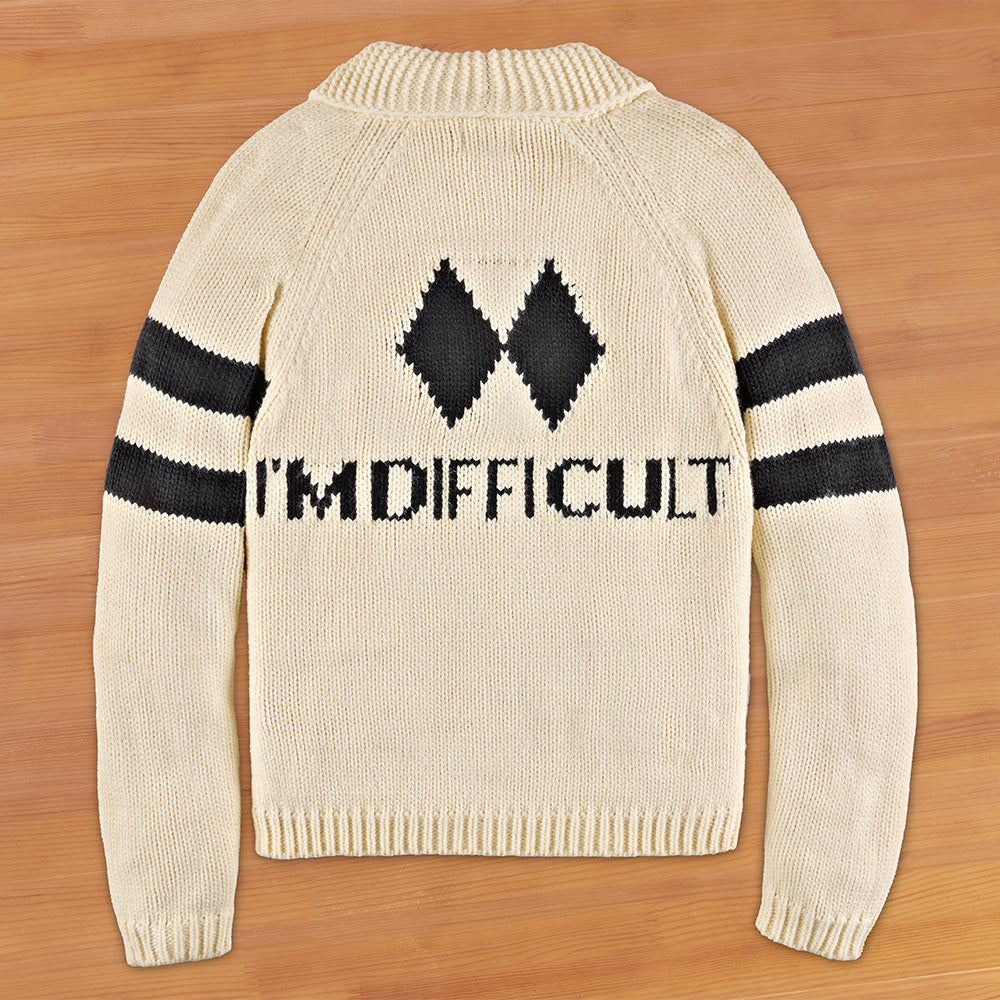 Pink Pineapple "I'm Difficult" Double Diamond Ski Slope Cardigan