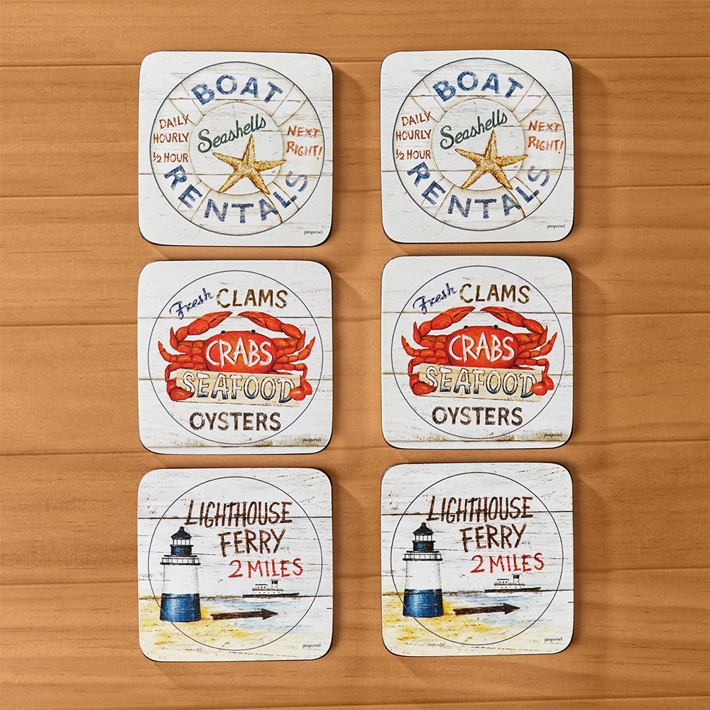 Pimpernel Coaster Set, Coastal Signs