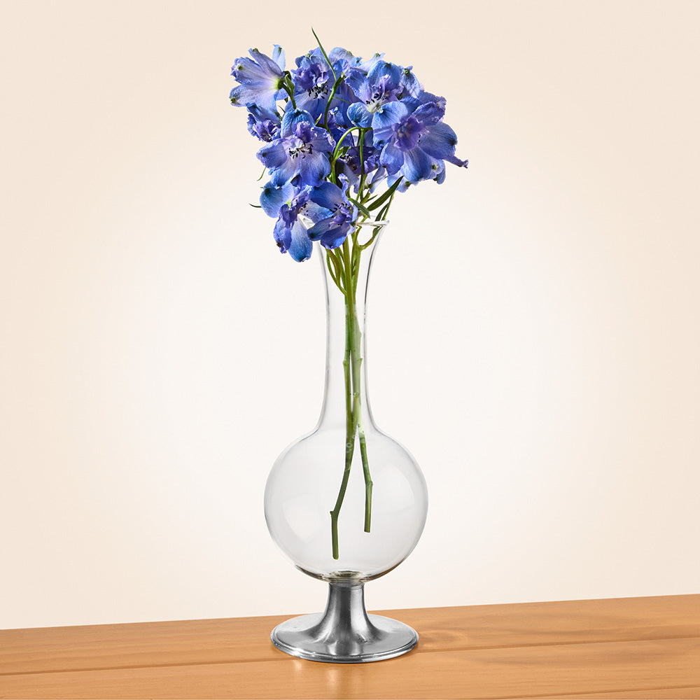 MATCH Pewter-Footed Crystal Bud Vase