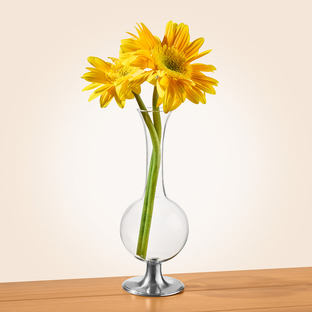 MATCH Pewter-Footed Crystal Bud Vase