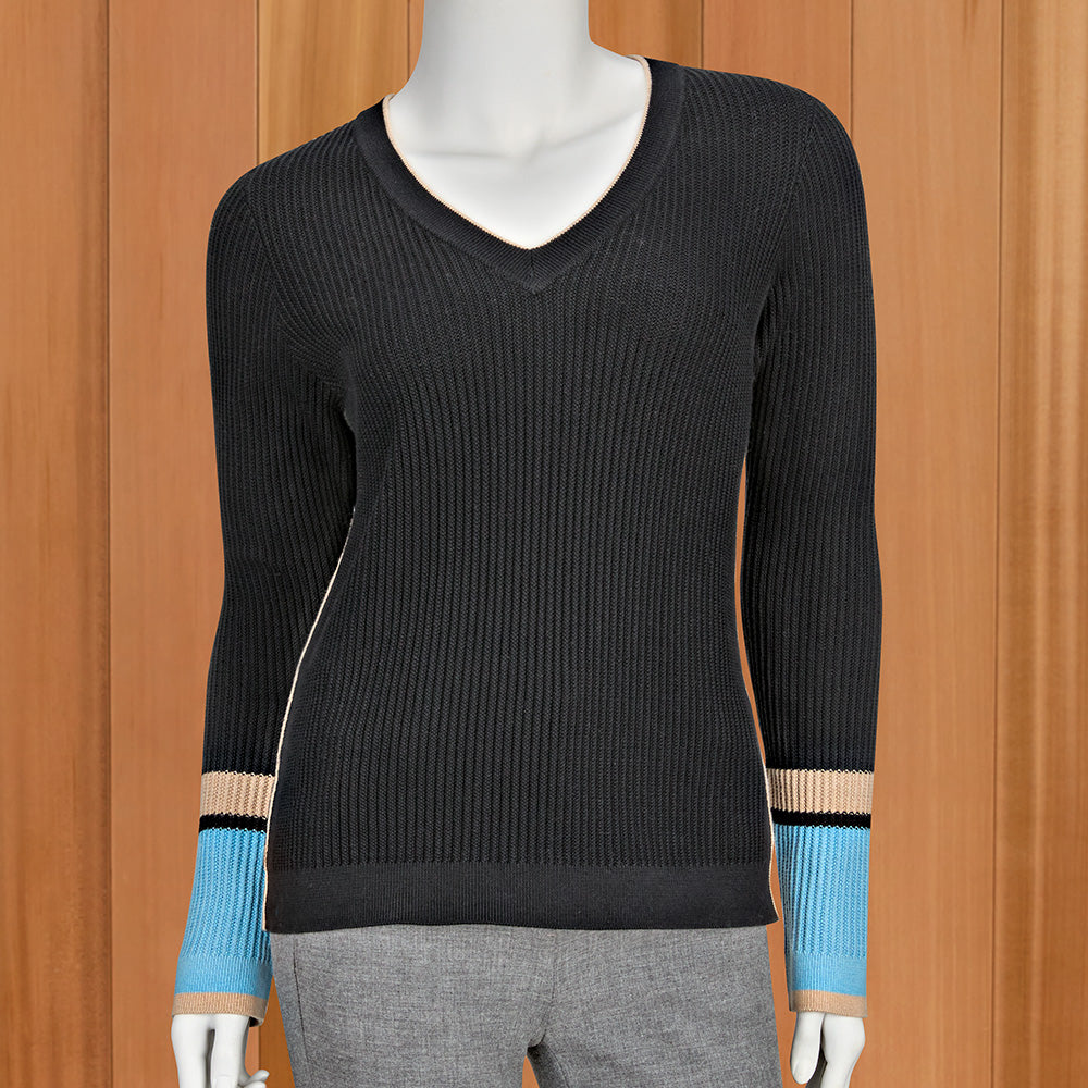 Kinross Colorplay Ribbed V-Neck Sweater
