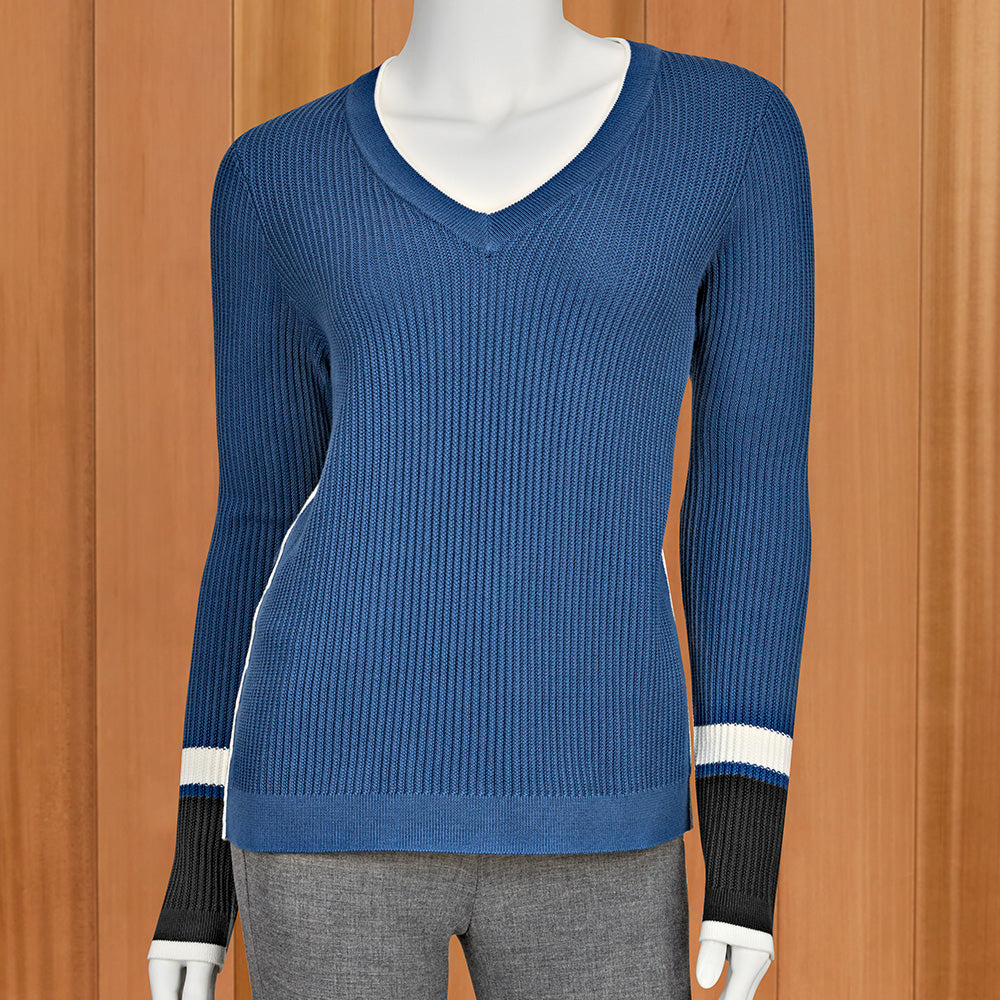 Kinross Colorplay Ribbed V-Neck Sweater