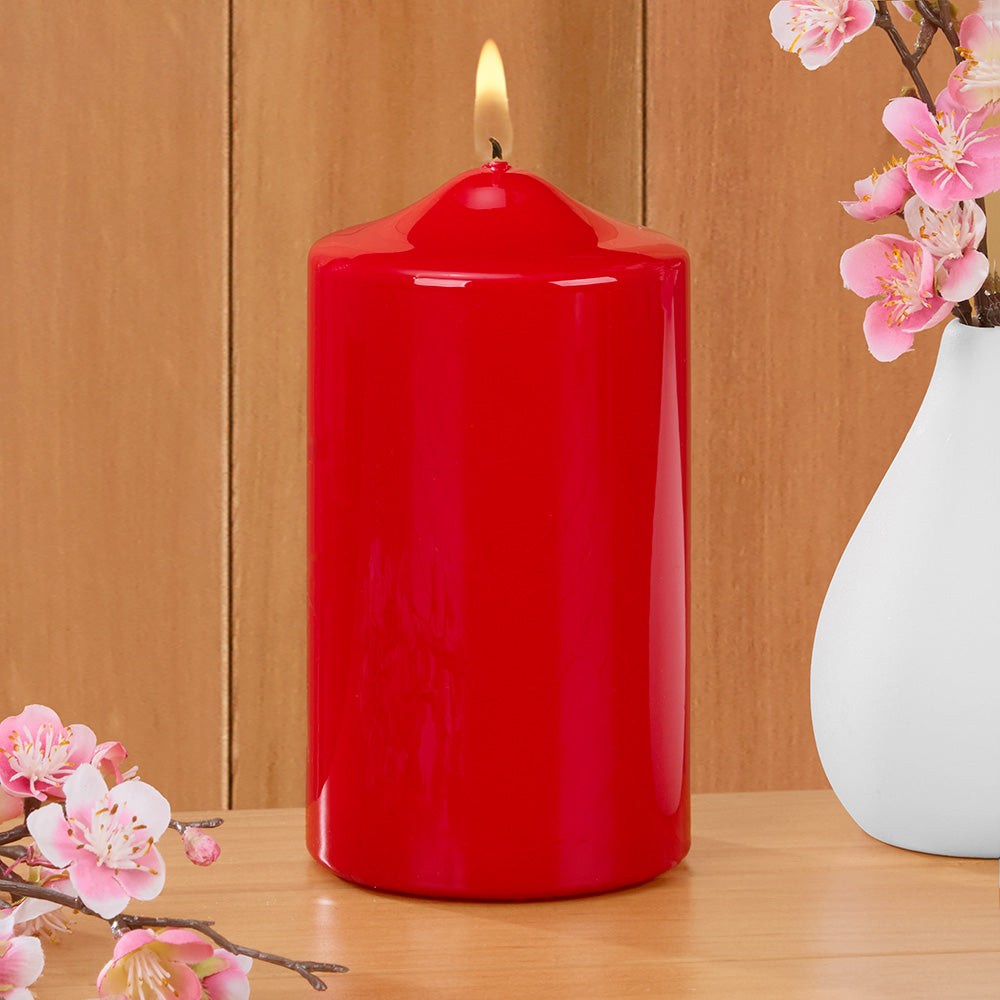 Ceralacca Lacquer Pillar Candles, Red