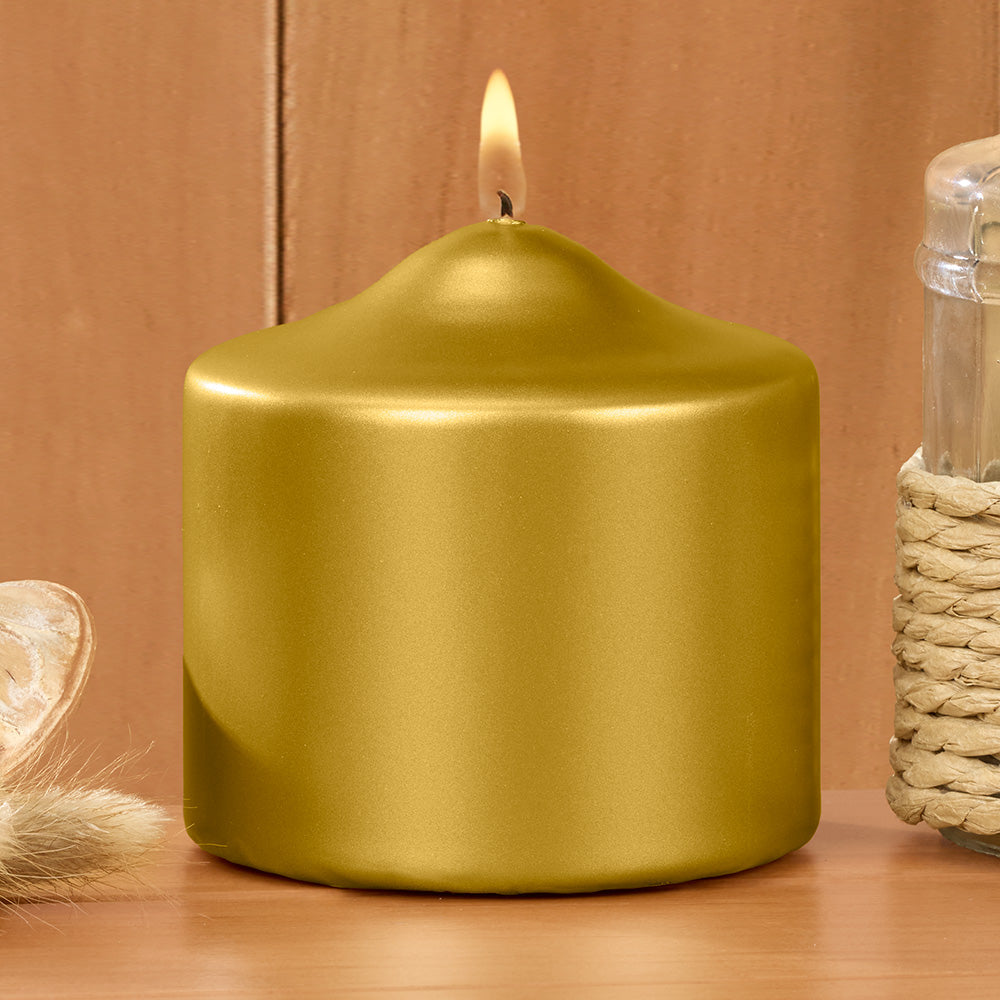 Ceralacca Lacquer Pillar Candles, Metallic Gold