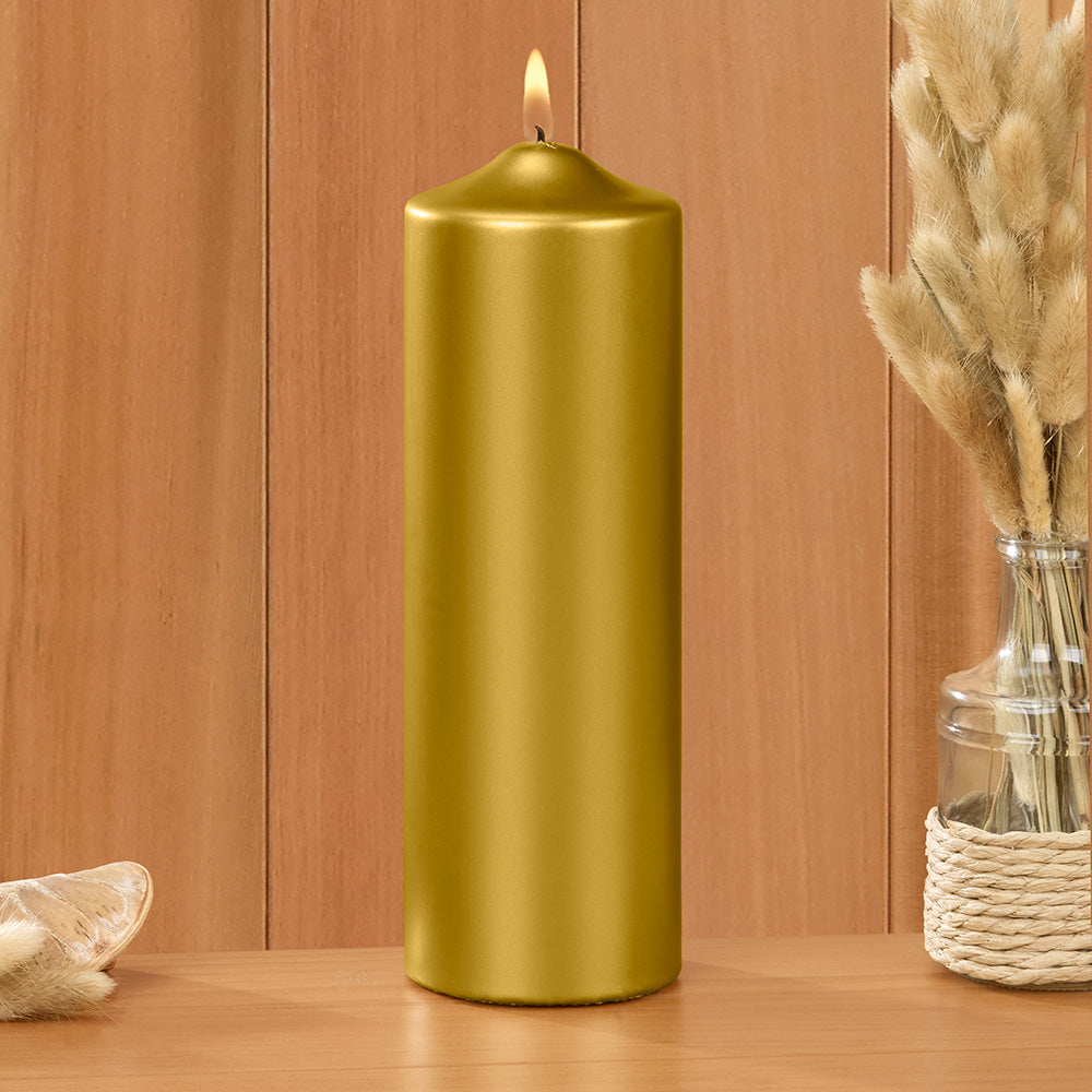 Ceralacca Lacquer Pillar Candles, Metallic Gold