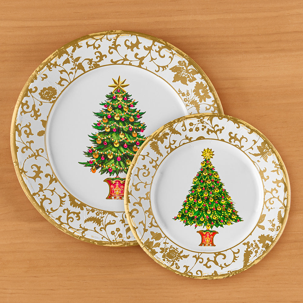Caspari Paper Plates, Gilded Tree