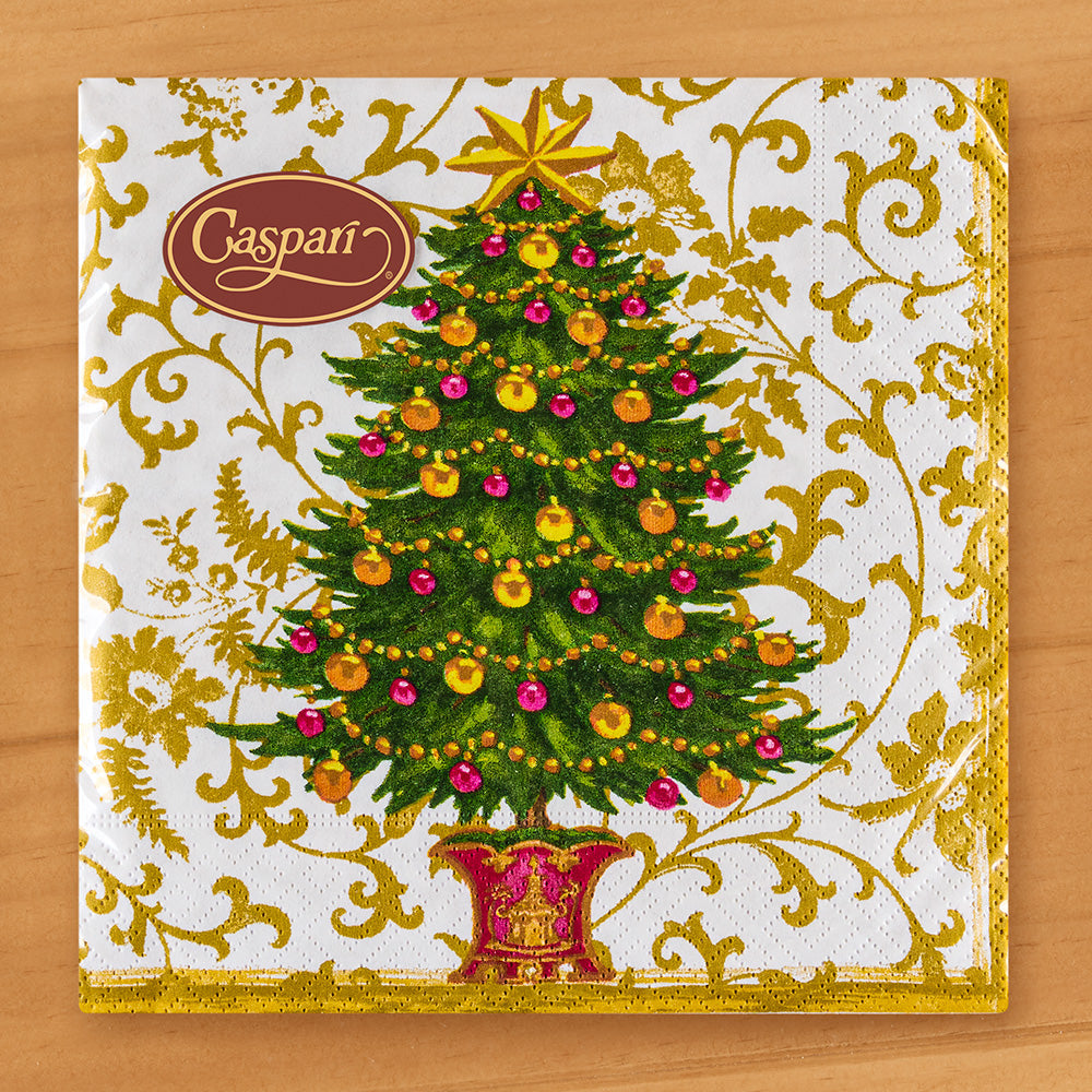Caspari Paper Napkins, Gilded Tree