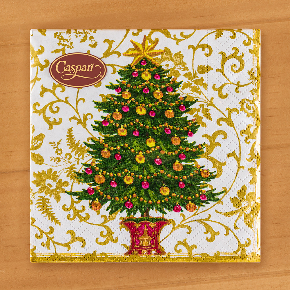 Caspari Paper Napkins, Gilded Tree