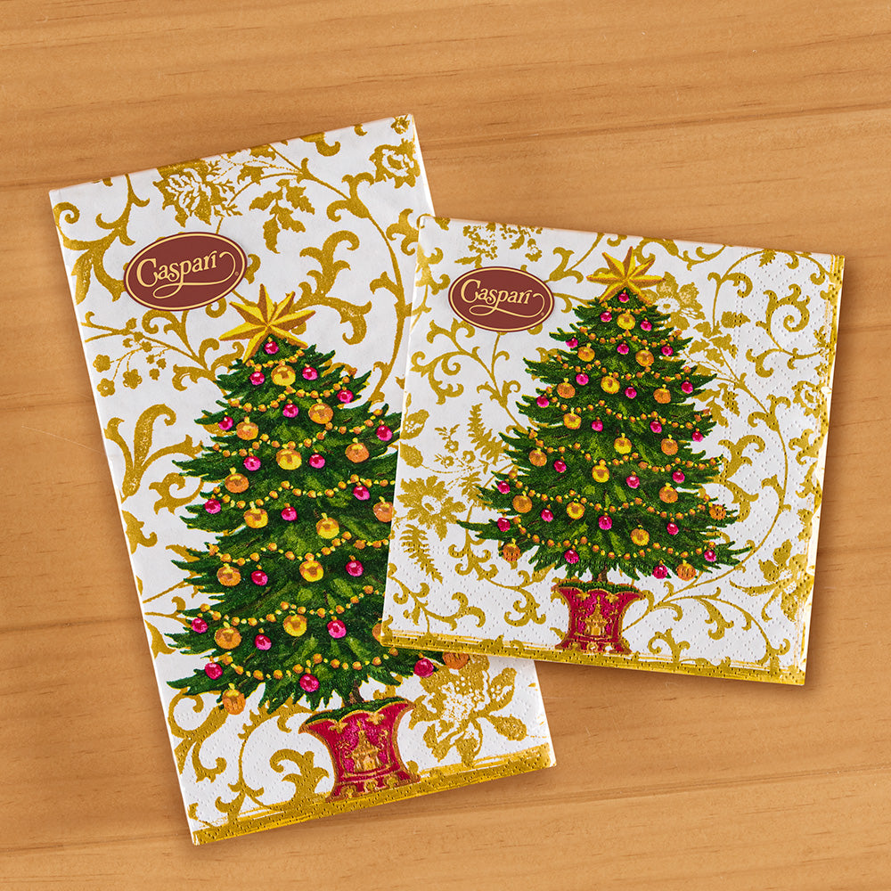 Caspari Paper Napkins, Gilded Tree