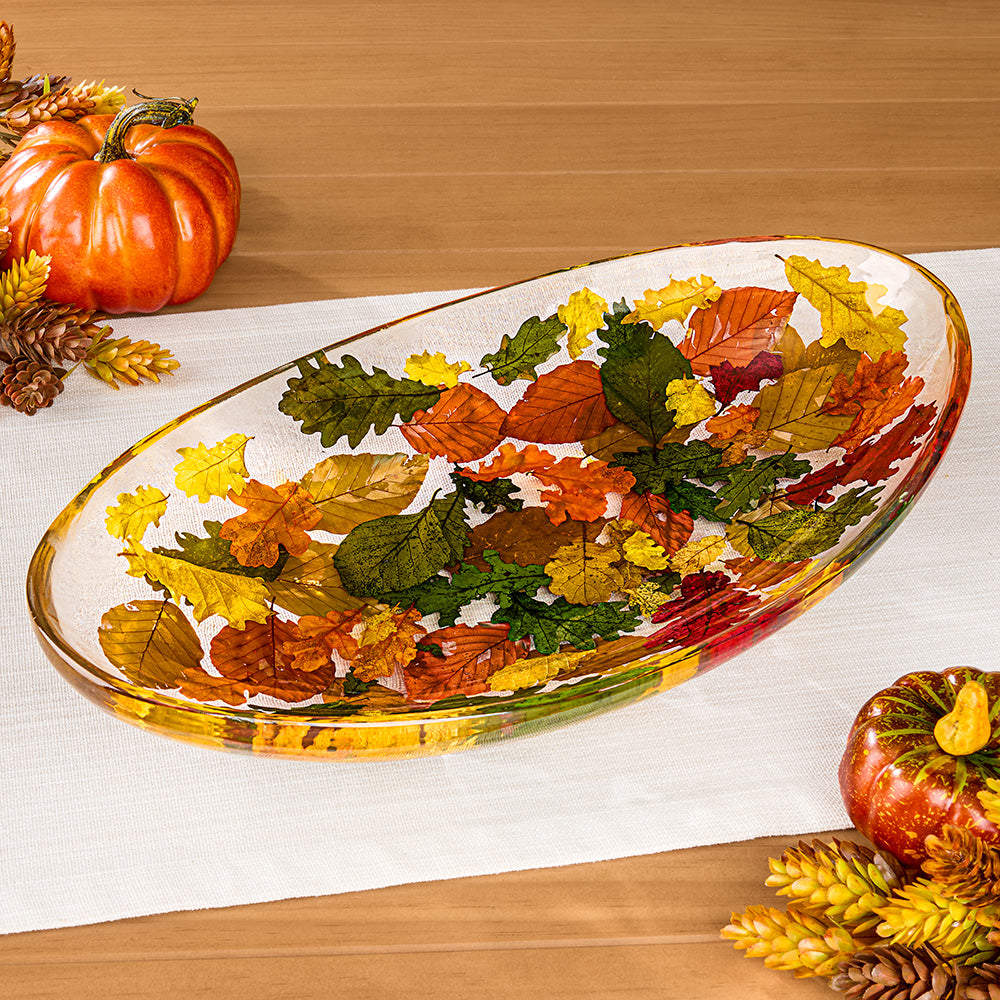 Riccardo Marzi Resin Platter, Fall Leaves