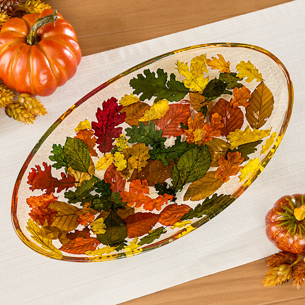 Riccardo Marzi Resin Platter, Fall Leaves