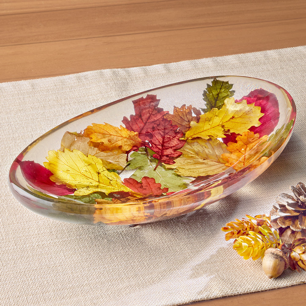 Riccardo Marzi Resin Platter, Fall Leaves