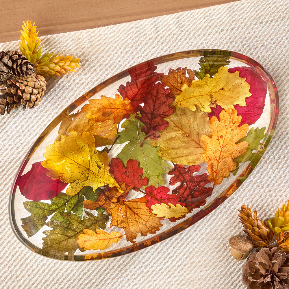 Riccardo Marzi Resin Platter, Fall Leaves