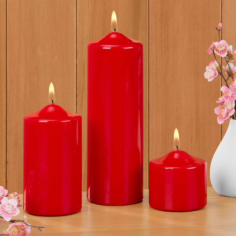 Ceralacca Lacquer Pillar Candles, Red