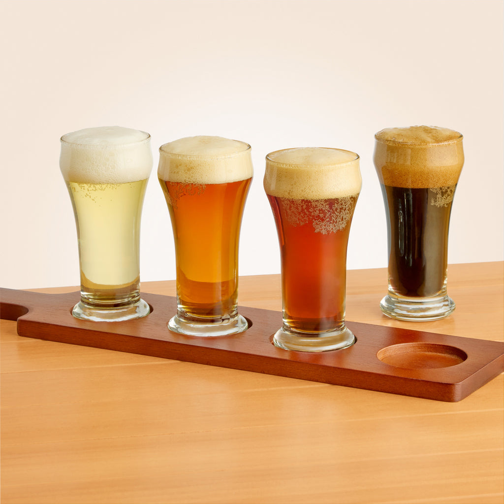 Libbey Beer Flight Tasting Glasses and Paddle Serving Set