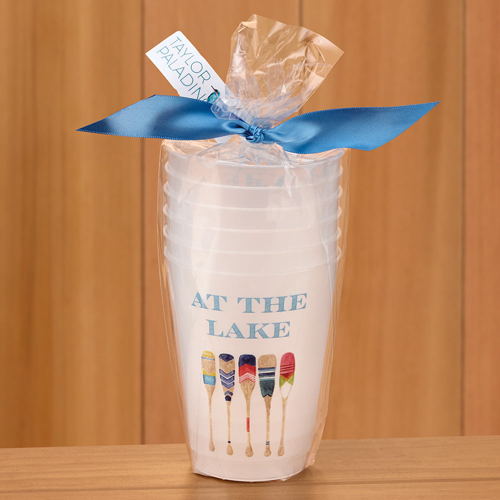 Taylor Paladino Frosted Plastic Cups, Set of 6 - Paddles at the Lake