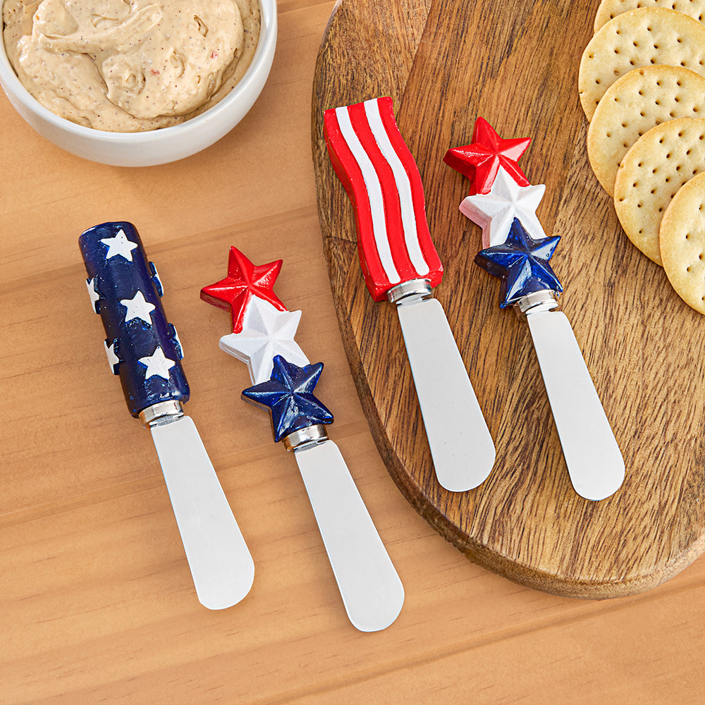 American Flag Patriotic Star Cheese Spreader Set