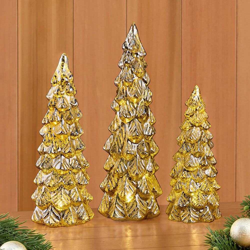 Glittered Mercury Glass Evergreen Tree Light