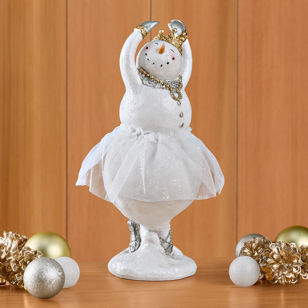 Glittered Resin Ballerina Princess Snowman Figurines
