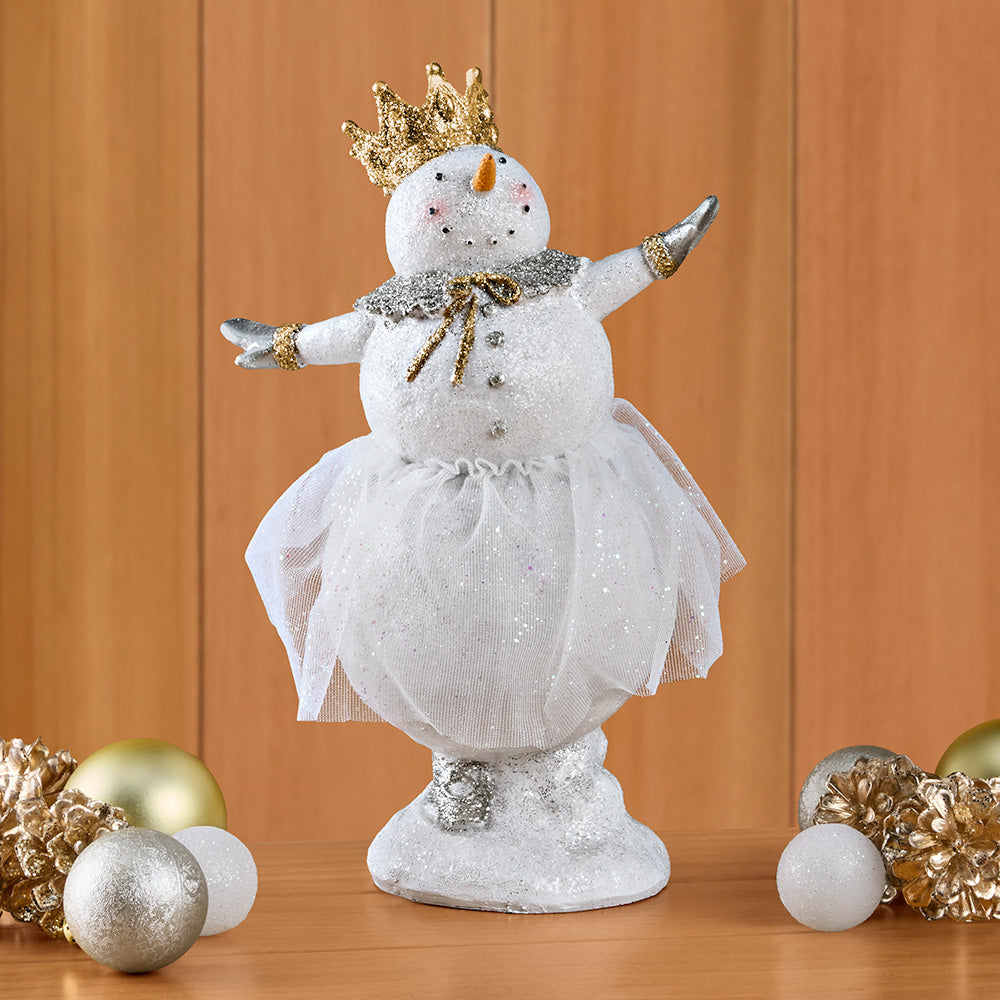 Glittered Resin Ballerina Princess Snowman Figurines