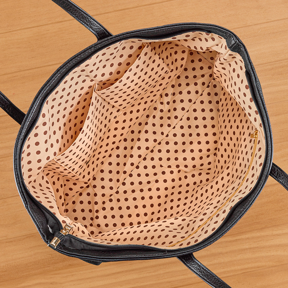 22 Tote Vegan Leather Zip Tote Handbag with Zip Pockets