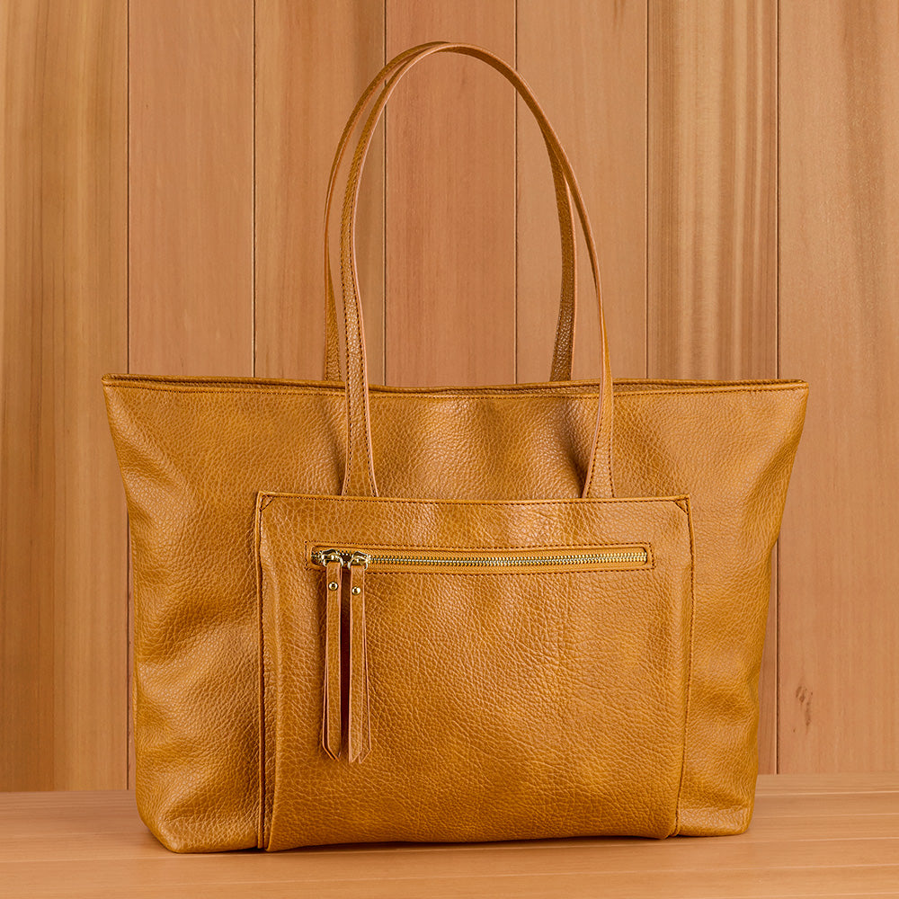 22 Tote Vegan Leather Zip Tote Handbag with Zip Pockets