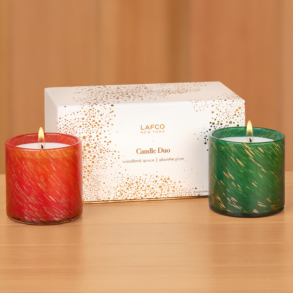 LAFCO Holiday Classic Candle Duo Gift Set, Absinthe Plum & Woodland Spruce