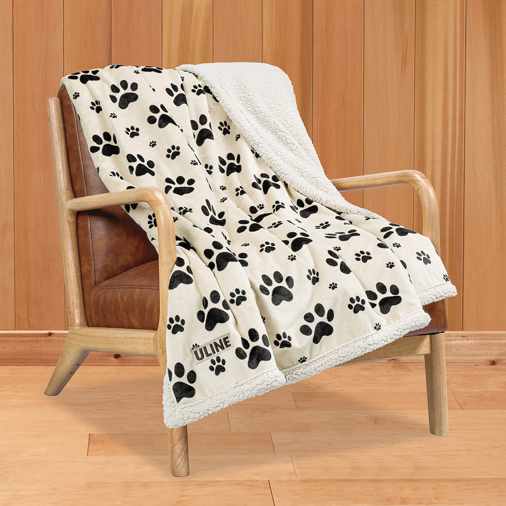 Lamb's Wool Throw Blanket, Paw Print