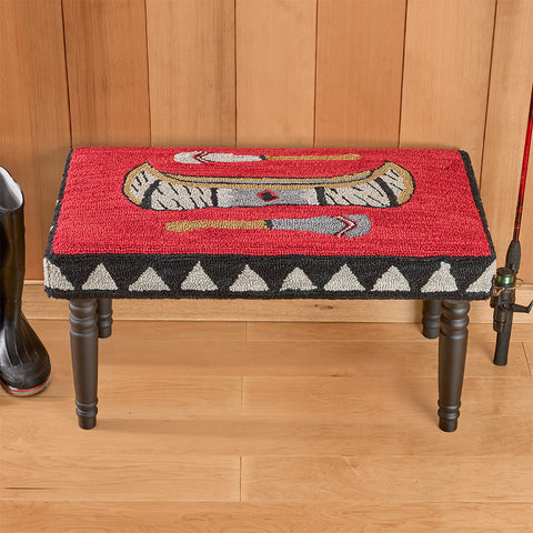 Park Designs 32" Hooked Top Bench, Wilderness Canoe