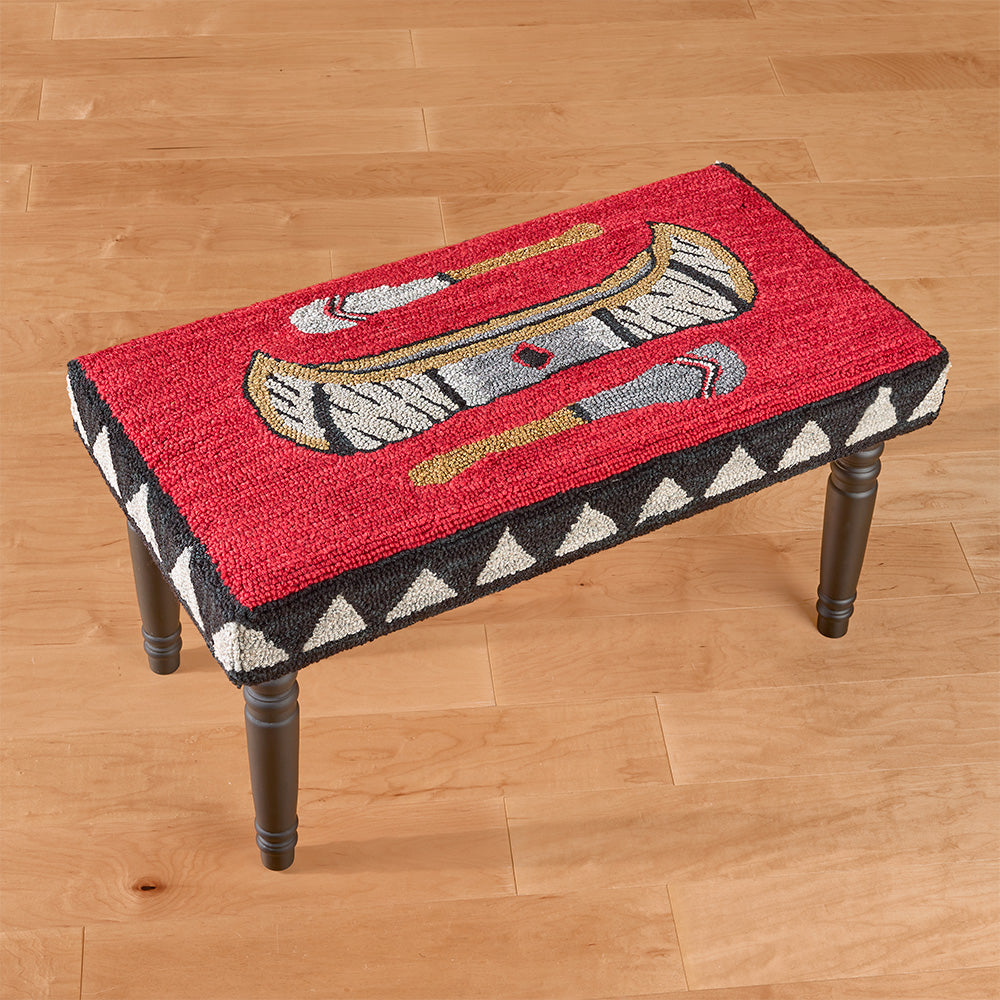 Park Designs 32" Hooked Top Bench, Wilderness Canoe