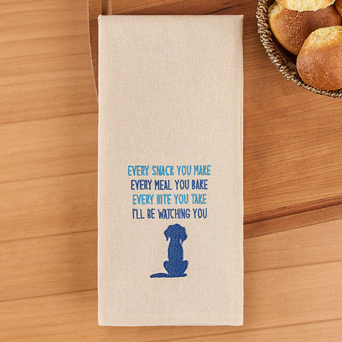 Park Designs Embroidered Dishtowel, "I'll Be Watching You" Family Dog