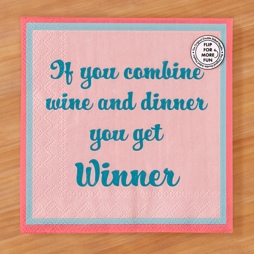 Drinks on Me Cocktail Napkins, Wine and Dinner Is Winner