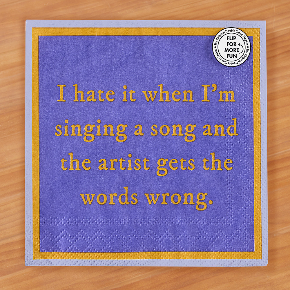 Drinks on Me Cocktail Napkins, Singing the Words Wrong