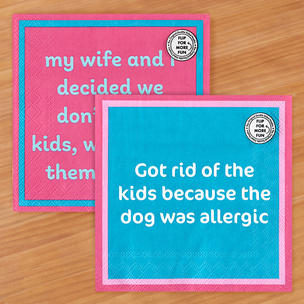 Drinks on Me Cocktail Napkins, Allergic to Kids