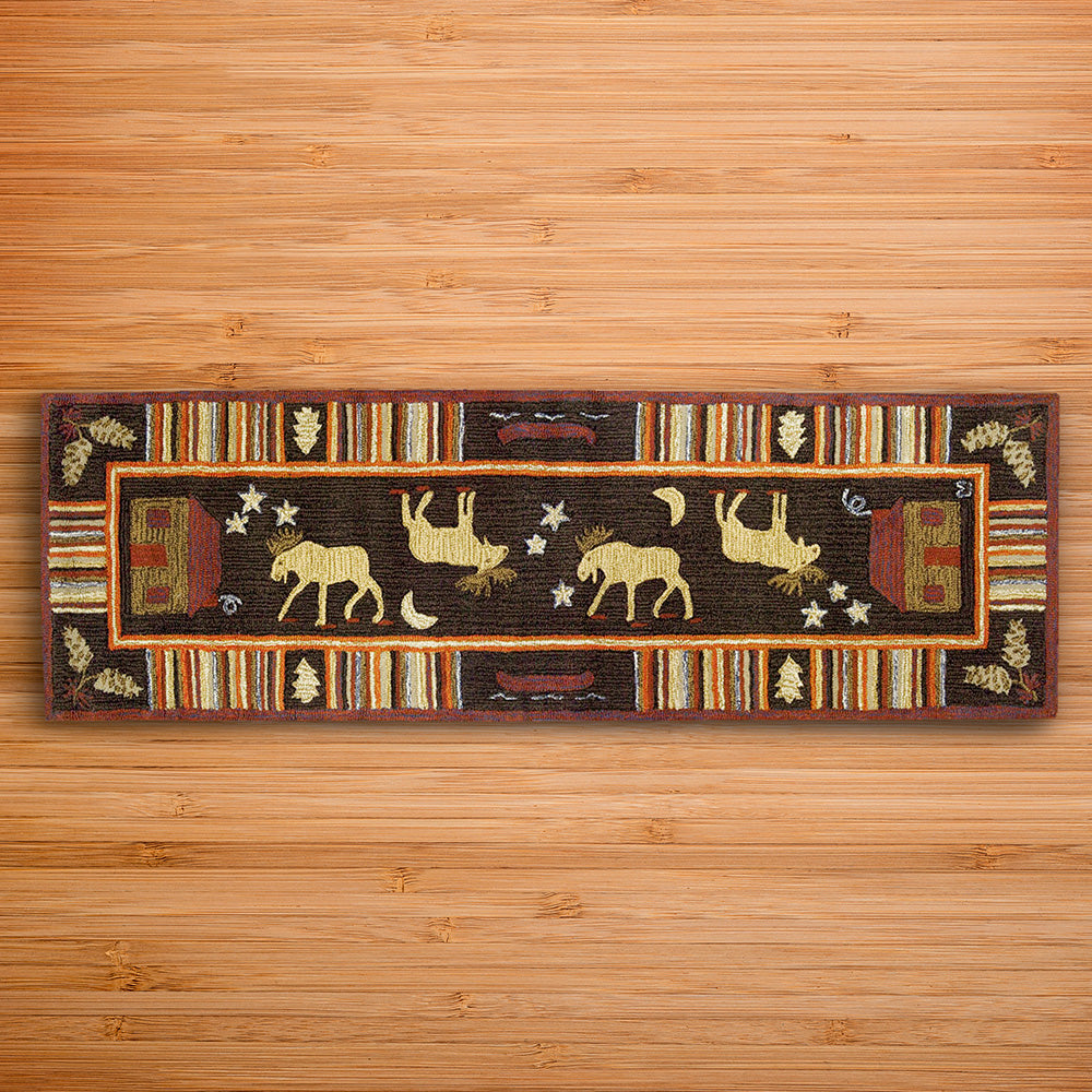 Chandler 4 Corners 30" x 8' Hooked Runner, Night Moose