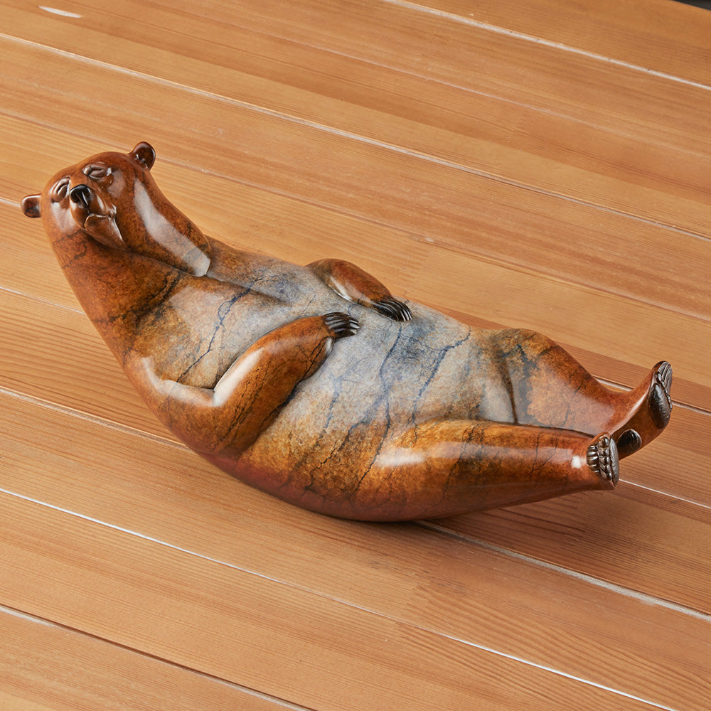 "Snow Angel" and "Beach Bum" Bronze Bear Sculptures by Joshua Tobey