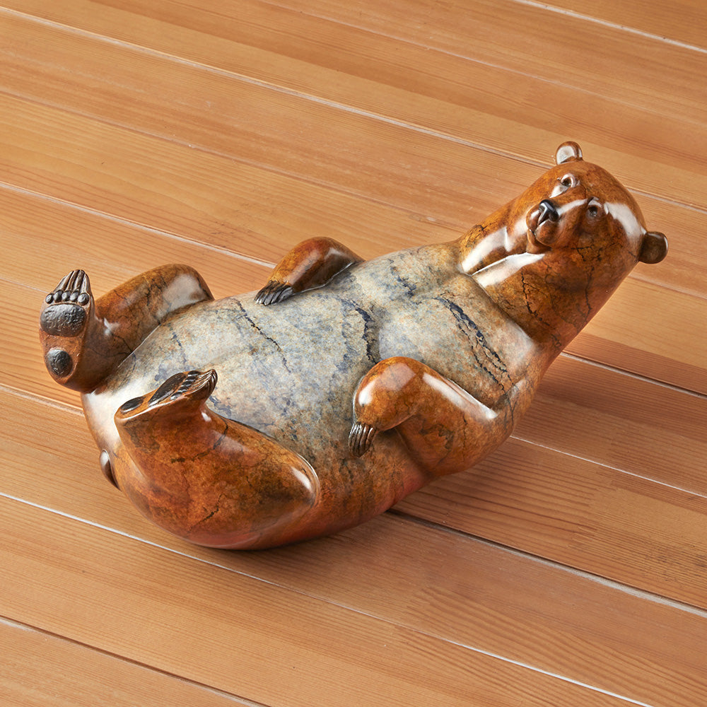 "Snow Angel" and "Beach Bum" Bronze Bear Sculptures by Joshua Tobey