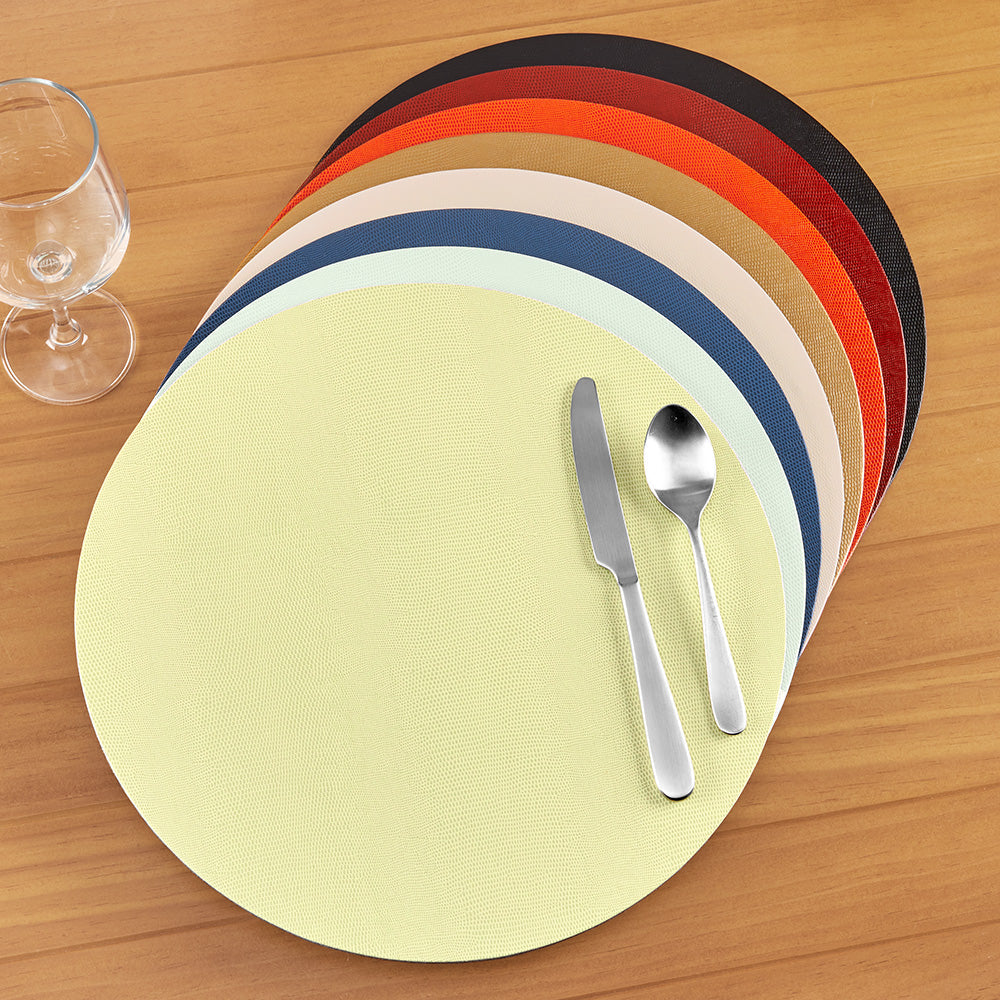 Caspari Lizard Felt-Backed Placemats, Round