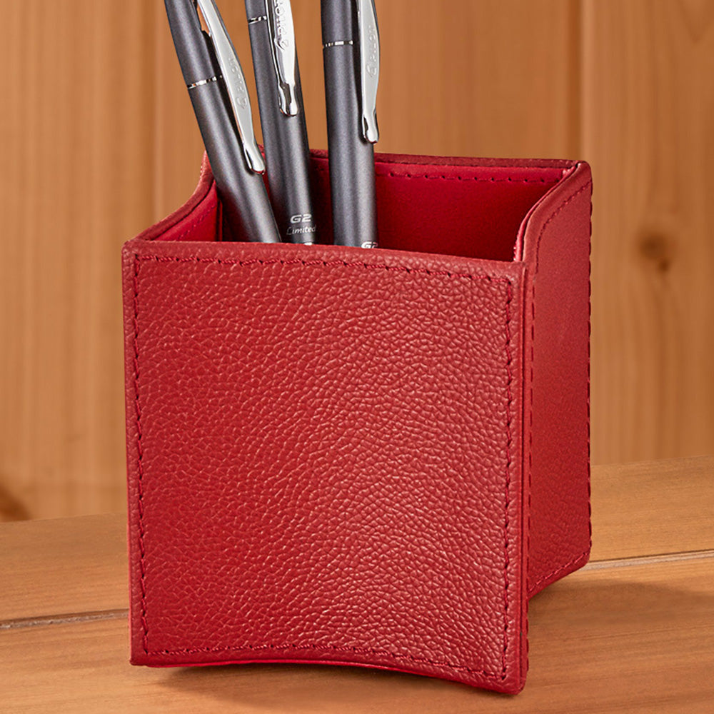 Folded Leather Pencil Cup
