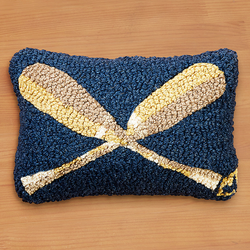 Chandler 4 Corners 8" x 12" Hooked Pillow, Two Wooden Paddles
