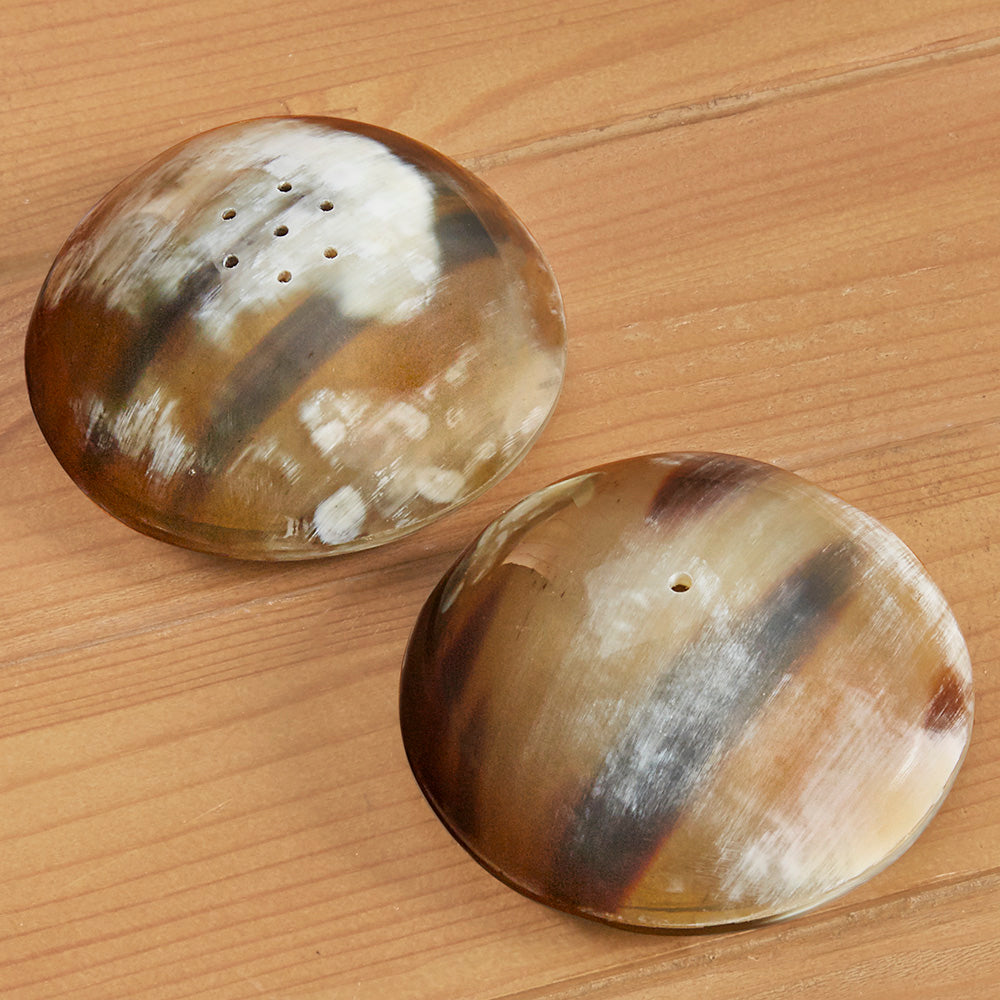 Be Home Round Natural Horn Salt and Pepper Shakers