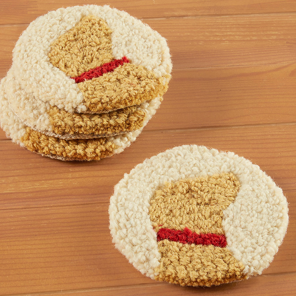 Chandler 4 Corners Hooked Wool Coaster Set, Lab