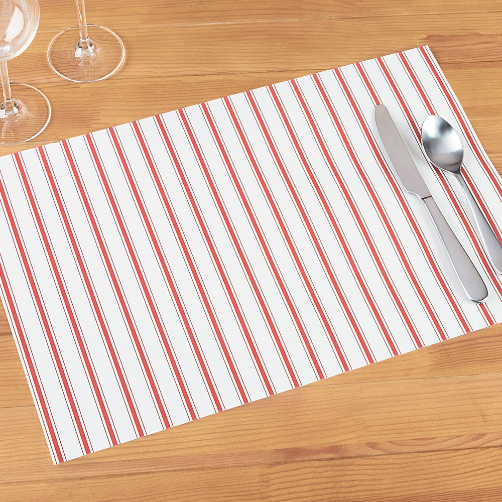 Hester & Cook Paper Placemats, Red Stripe Ribbon To The Nines