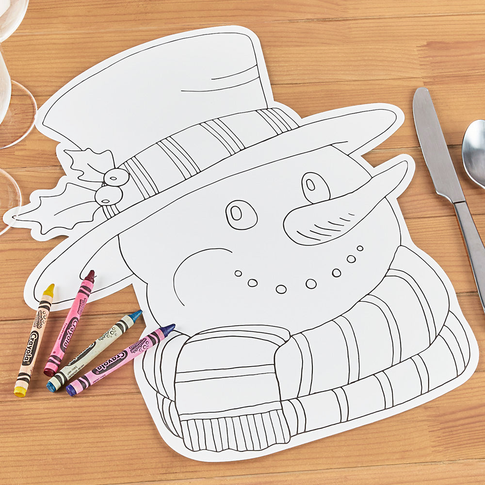 Hester & Cook Die Cut Paper Placemats, Coloring Snowman