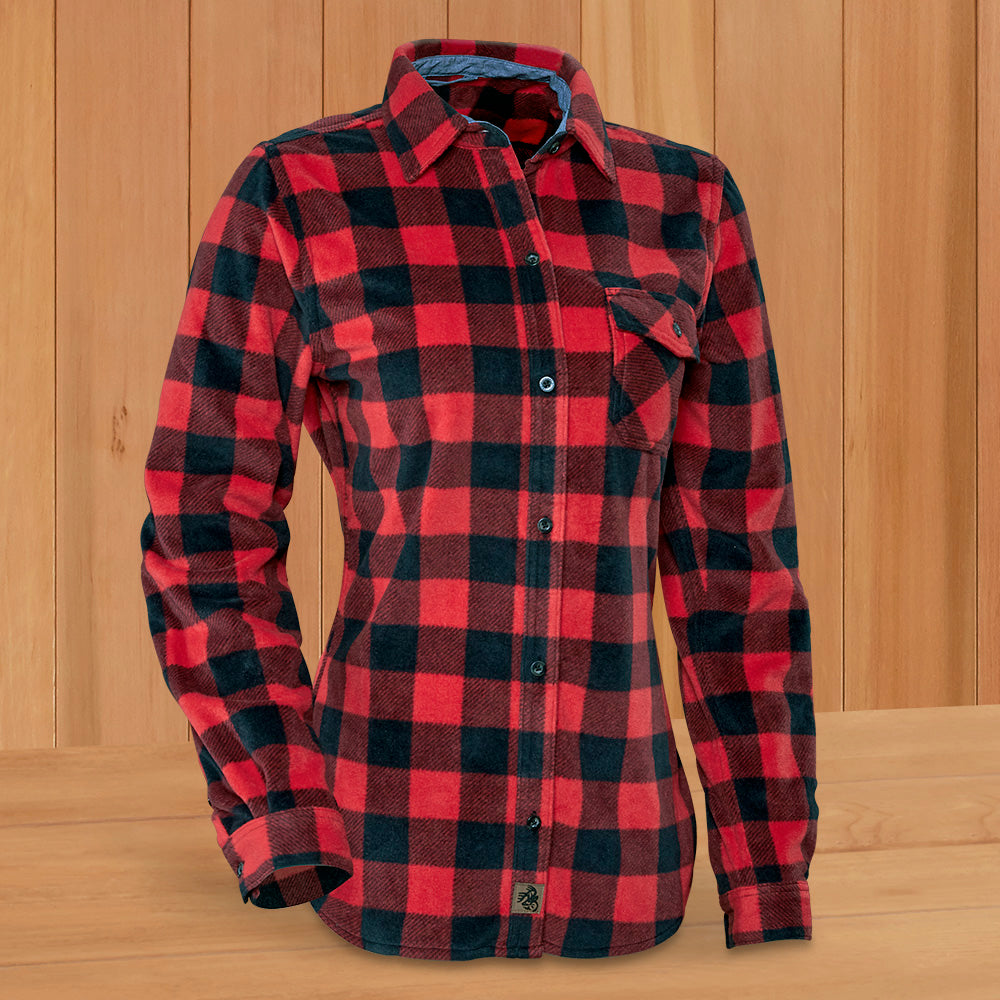 Legendary® Women's Fleece Shirt, Red Plaid