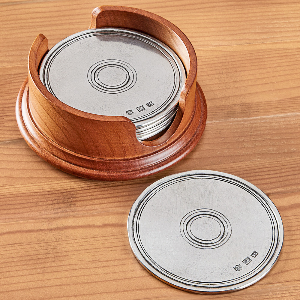 MATCH Round Coasters with Wood Base, Set of 6
