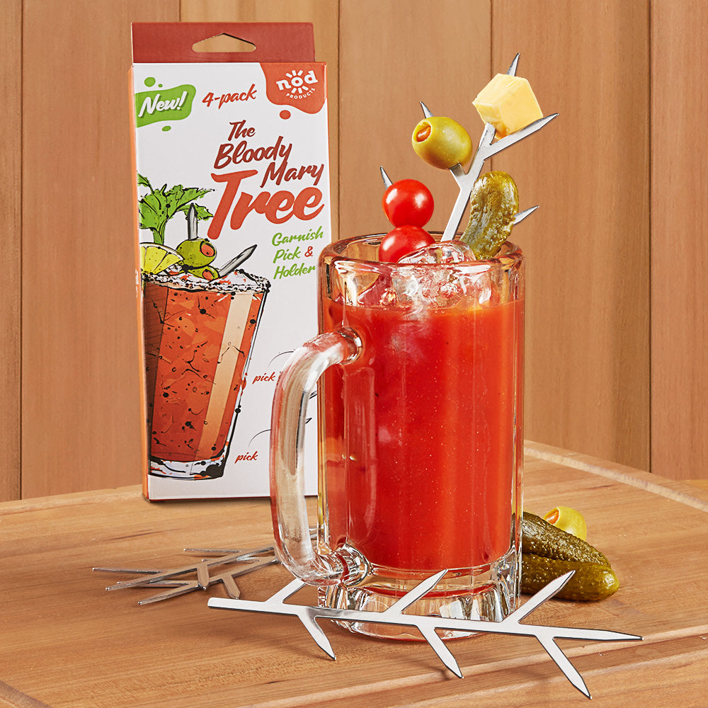 The Bloody Mary Tree Garnish Pick & Holder, Set of 4