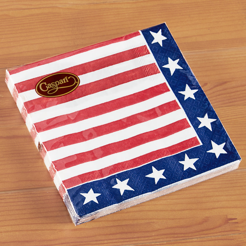 Caspari Paper Napkins - Red, White & Blue